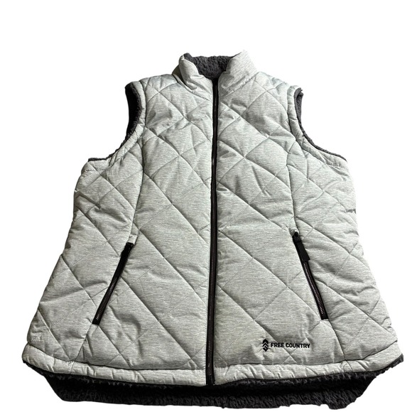Free Country Stratus Lite Women's Reversible Vest Size XL Lite Gray Sherpa Lined - Picture 10 of 12